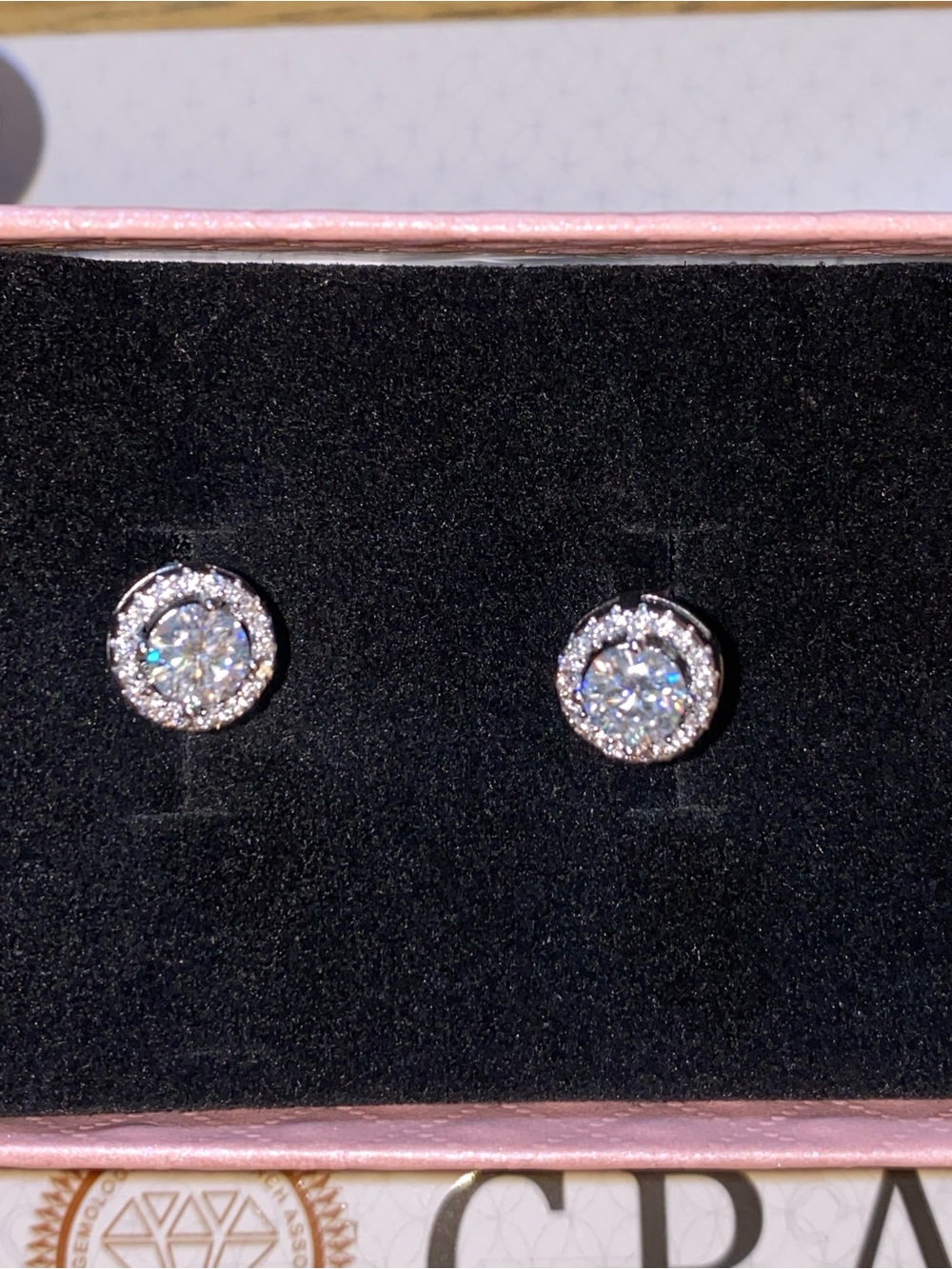 1 CARAT 6mm Round Cut Halo Stud Moissanite Diamond Earrings in White Gold